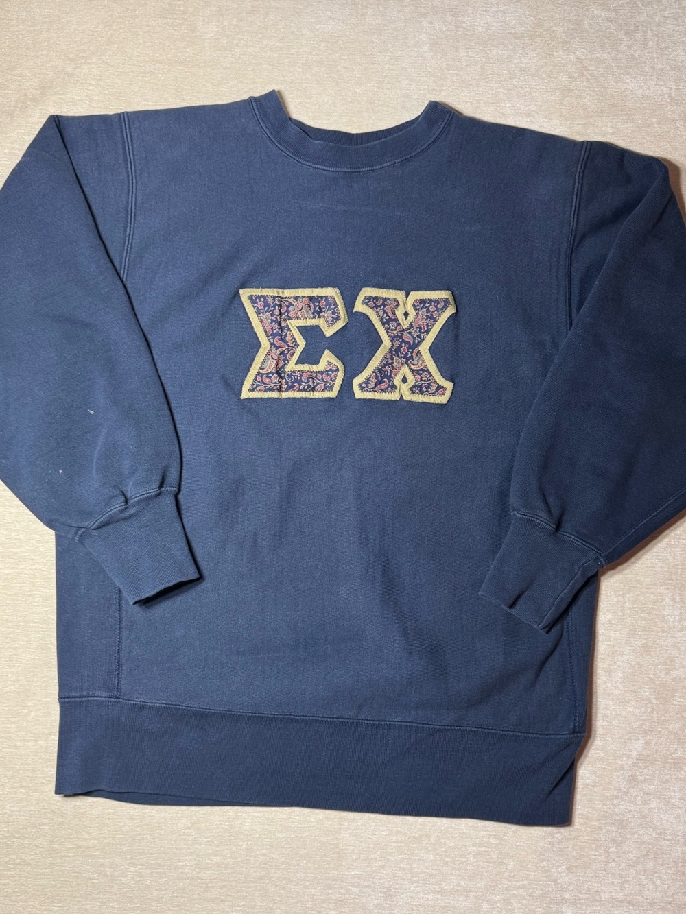 Vintage Champion Sigma Chi Navy Crewneck Sweatshirt | XL